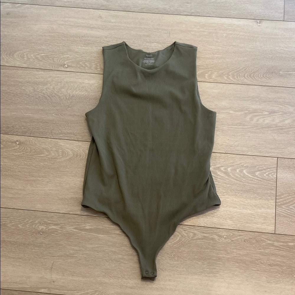 nuuds Olive Green Sleeveless Bodysuit
